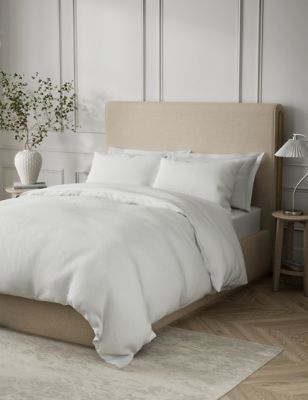 M&S Pure Cotton Geometric Jacquard Bedding Set - 6FT - White, White