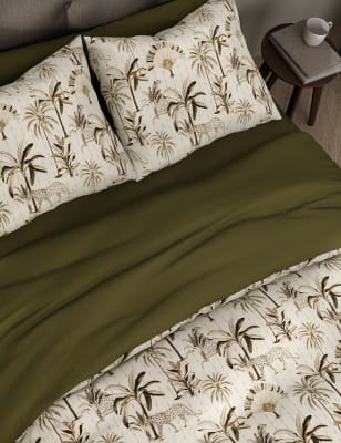 

Pure Cotton Leopard Palm Bedding Set - Olive Mix, Olive Mix