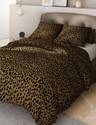 Cotton Blend Leopard Bedding Set, Leopard Print King Size Bed Set