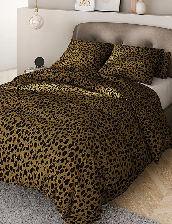 Bettwäscheset aus Baumwollmischgewebe mit Leopardenmuster - DE