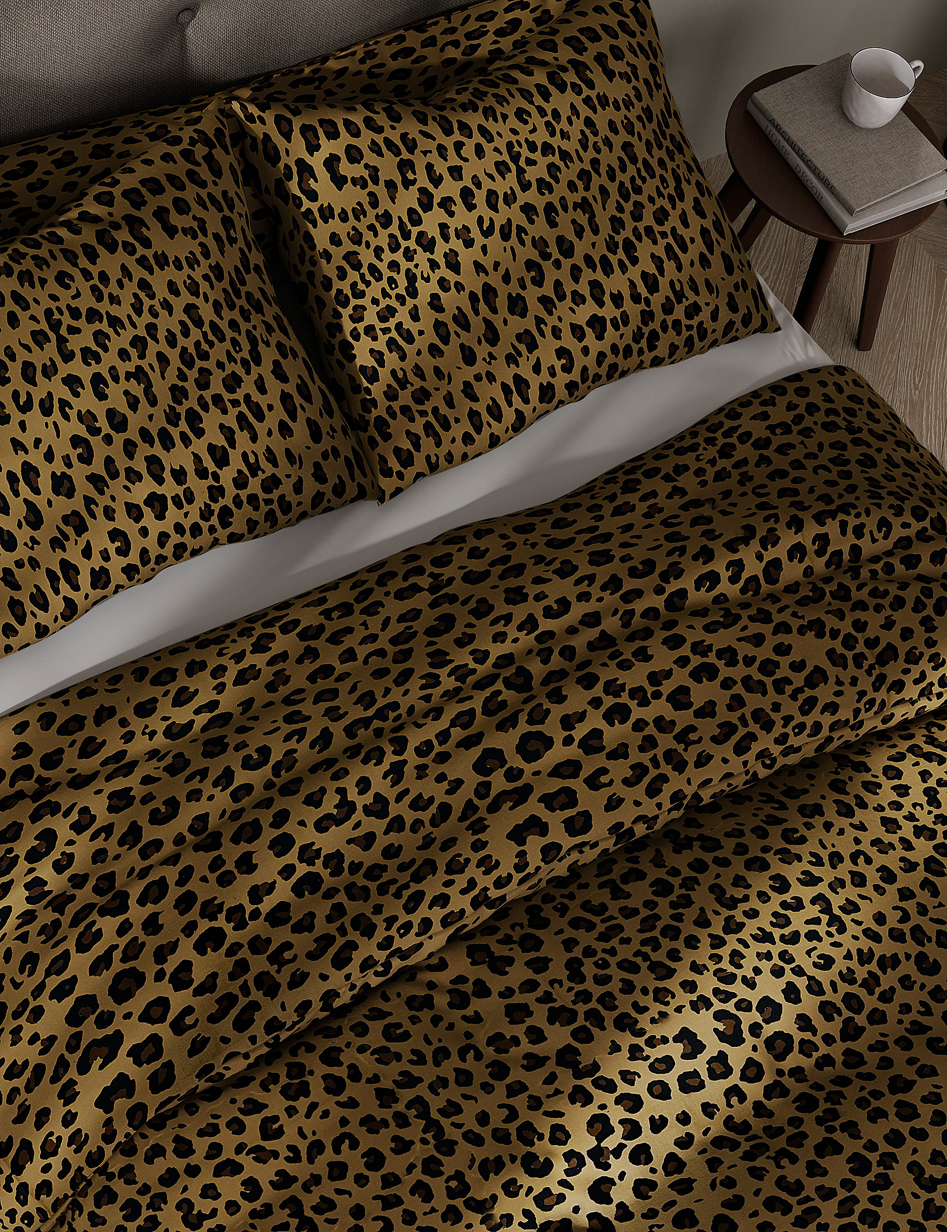 pour lit double L'EMPORIO CASA Parure de lit léopard léopard 100 % coton italien 