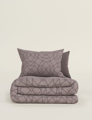 

Bettwäscheset aus reiner Baumwolle mit geometrischem Jacquardmuster - Mauve Mix, Mauve Mix