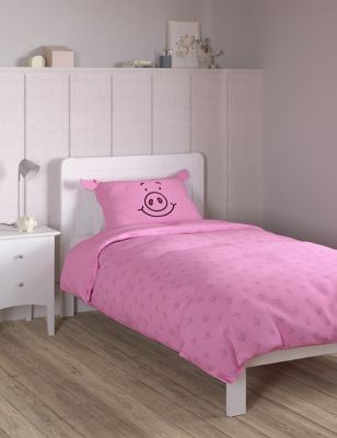 Percy Pigtm Cotton Blend 3D Bedding Set - SGL - Pink, Pink