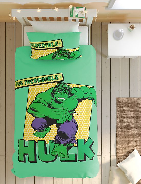 Parure de lit en coton mélangé à motif Hulk™