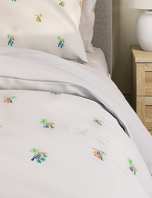 Pure Cotton Toucan Embroidered Bedding Set