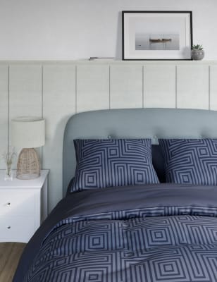 

M&S Collection Ropa de cama de jacquard de algodón con diseño de laberinto - Navy, Navy