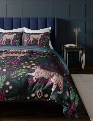 

M&S Collection Pure Cotton Cheetah Pom Pom Bedding Set - Dark Teal, Dark Teal