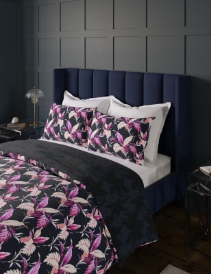 

M&S Collection Bettwäscheset mit hohem Baumwollanteil und Blattmuster - Navy Mix, Navy Mix