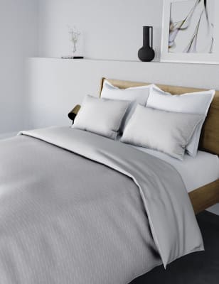

M&S Collection Pure Cotton Striped Bedding Set - Silver Grey, Silver Grey