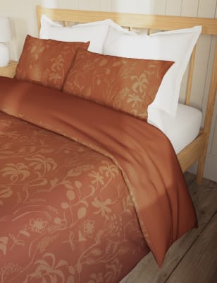 

M&S Collection Pure Cotton Floral Jacquard Bedding Set - Terracotta, Terracotta