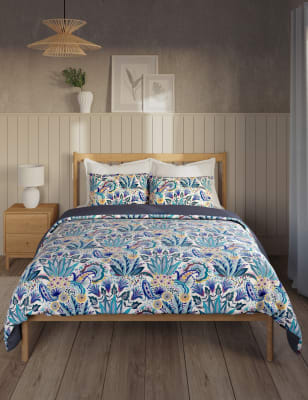 

M&S Collection Ropa de cama 100% algodón satinada con estampado de Bloomsbury - Blue Mix, Blue Mix