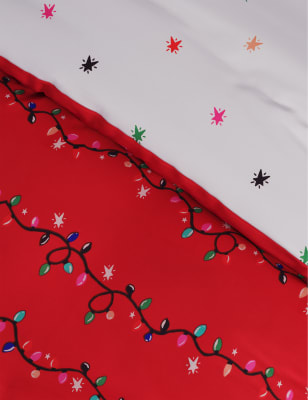 

Cotton Blend Christmas String Lights Bedding Set - Multi, Multi