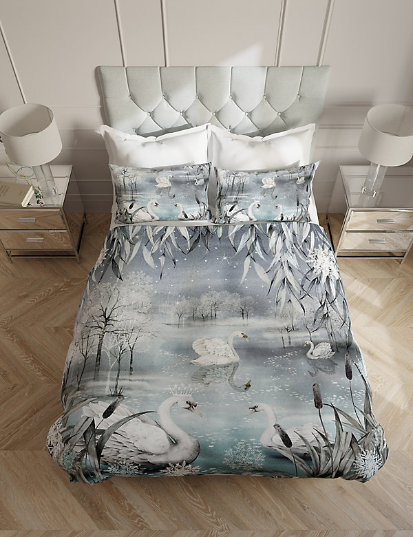 Pure Cotton Sateen Swan Bedding Set - FI