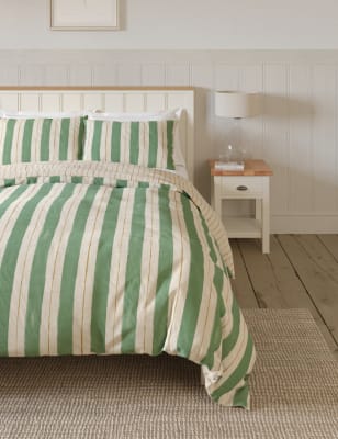 

M&S Collection Cotton Blend Watercolour Lines Bedding Set - Green Mix, Green Mix