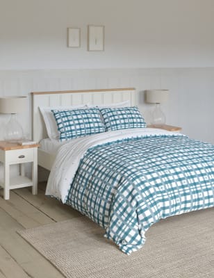 

M&S Collection Pure Cotton Floral Waffle Bedding Set - Blue Mix, Blue Mix