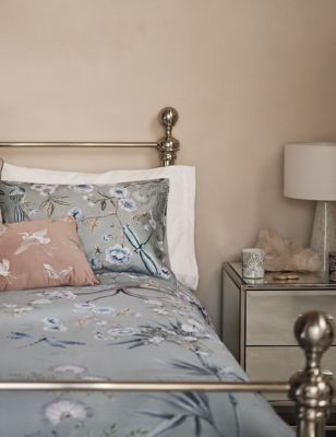 Ropa de cama 100% algodón con estampado floral de satén - ES