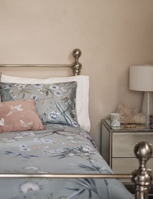 

M&S Collection Pure Cotton Sateen Floral Bedding Set - Soft Green, Soft Green