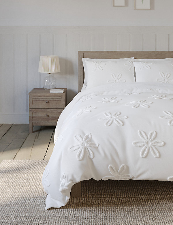 Pure Cotton Tufted Floral Bedding Set - LK