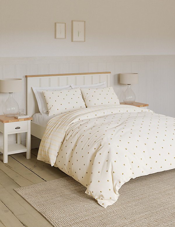 Cotton Blend Bee Striped Bedding Set - FR