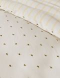 Parure de lit en coton mélangé à motif abeille et rayures