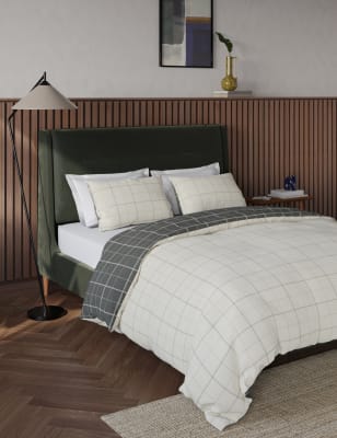 Cotton Blend Checked Bedding Set