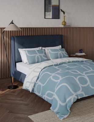 

M&S Collection Cotton Blend Geometric Bedding Set - Blue Mix, Blue Mix