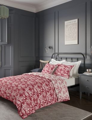 

M&S Collection Etched Evie Sateen Floral Bedding Set - Burgundy, Burgundy