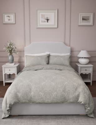 

M&S Collection Aida-Alouette Damask Sateen Bedding Set - Grey Mix, Grey Mix