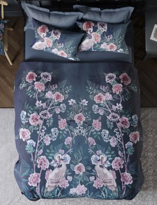 Parure de lit satinée à motif fleuri de style chinois