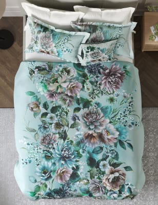 

M&S Collection Blossom Floral Sateen Bedding Set - Duck Egg, Duck Egg