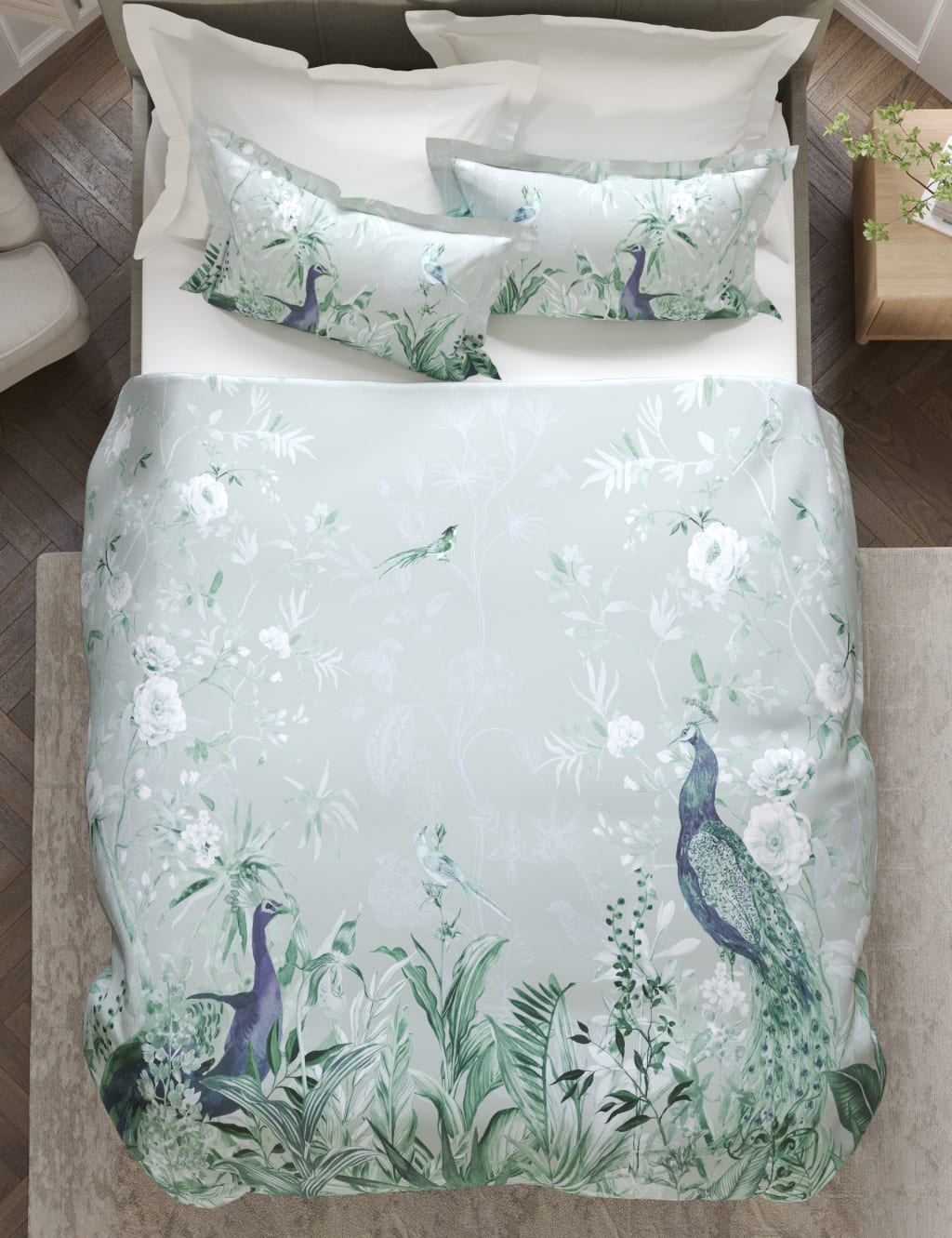 Raine Peacock Sateen Embroidered Bedding Set image 4
