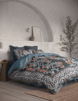 M&S X Fired Earth Seville Carmona Pure Cotton Bedding Set - 5FT - Under The Waves, Under The Waves