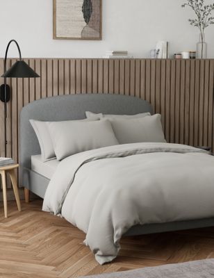 M&S Organic Cotton Bedding Set - DBL - Silver Grey, Silver Grey,White