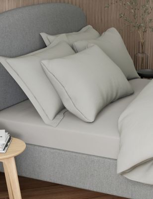 M&S 2pk Pure Cotton 300 Thread Count Pillowcases - Silver Grey, Silver Grey,White