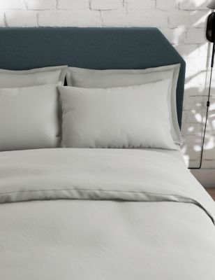 M&S 2pk Anti Allergy Pure Cotton Pillowcases - Silver Grey, Silver Grey,White
