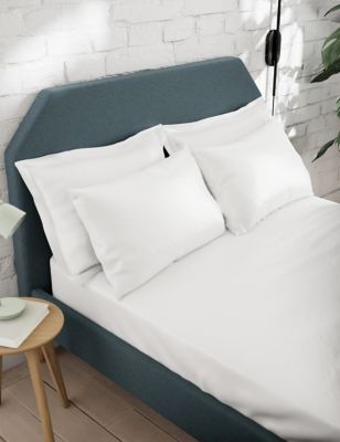 M&S Anti Allergy Pure Cotton Deep Fitted Sheet - 6FT - White, White,Silver Grey