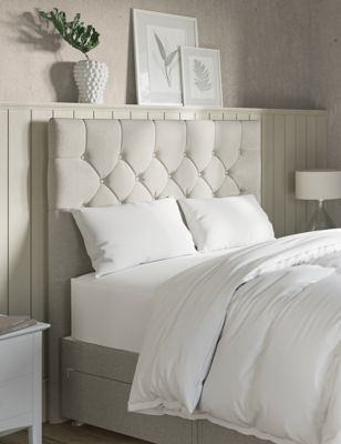 M&S Deep Button Headboard - 6FT - Natural, Natural,Navy,Charcoal,Mid Grey,Mink,Silver,Grey,Silver Gr