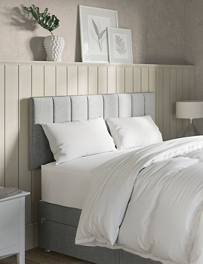 Marks And Spencer Panelled Strutted Headboard - 4Ft - Mid Grey, Mid Grey
