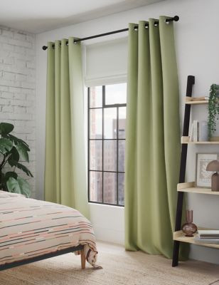 M&S Pure Cotton Eyelet Curtains - WDR72 - Green, Green,Neutral,Clay,Stone