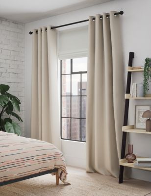 M&S Pure Cotton Eyelet Curtains - EW90 - Neutral, Neutral,Clay,Stone
