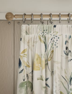 Watercolour Floral Pencil Pleat Curtains - GR