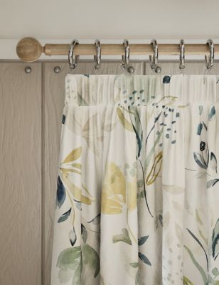 M&S Watercolour Floral Pencil Pleat Curtains - EW90 - Multi, Multi