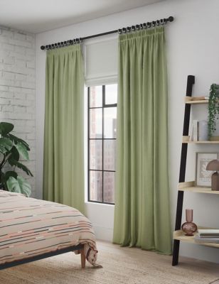 

M&S Collection Pure Cotton Pencil Pleat Curtains - Green, Green