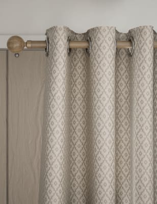 M&S Diamond Geometric Eyelet Curtains - WDR54 - Natural, Natural