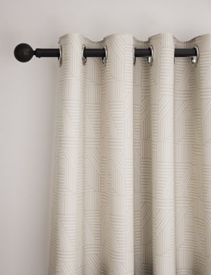 M&S Jacquard Striped Eyelet Curtains - WDR54 - Neutral, Neutral,Navy
