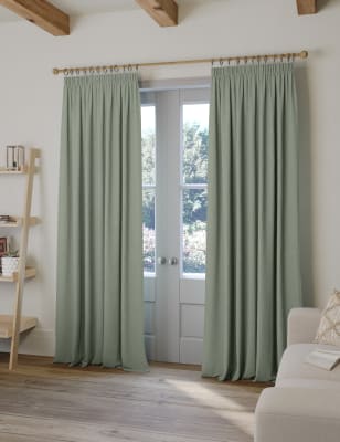 

M&S Collection Linen Blend Pencil Pleat Curtains - Sage, Sage