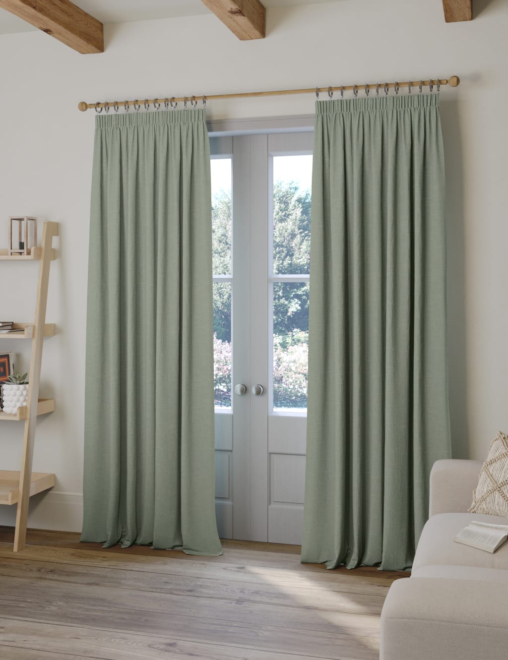 Linen Blend Pencil Pleat Curtains image 1