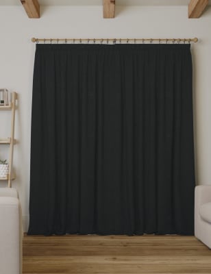 

M&S Collection Cortinas con plisado de lápiz con lino - Grey, Grey