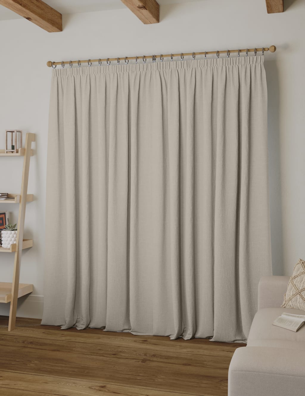 Linen Blend Pencil Pleat Curtains image 2