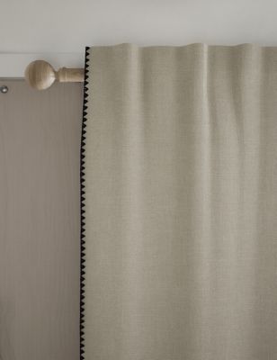 M&S Pure Cotton Embroidered Multiway Curtains - EW90 - Neutral, Neutral,Rust